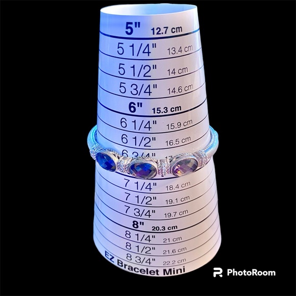 Judith Ripka 925 Sterling silver cuff Hinged bracelet with 3 lg hematite stones - Picture 6 of 6